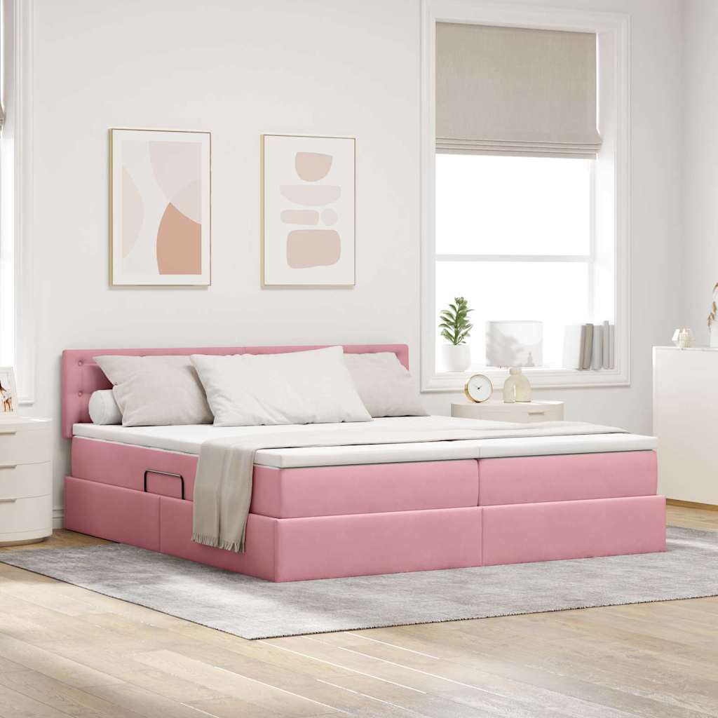 vidaXL Bed met LED-striplichten Donkergroen 180 x 200 cm Fluweel