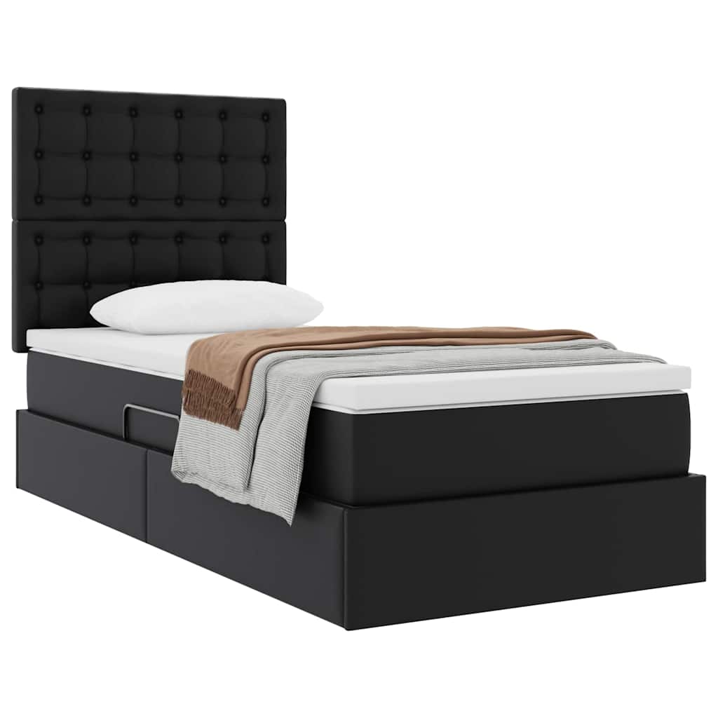 vidaXL Opslag bed met matras met opslag Zwart 120 x 190 cm Nep Leer