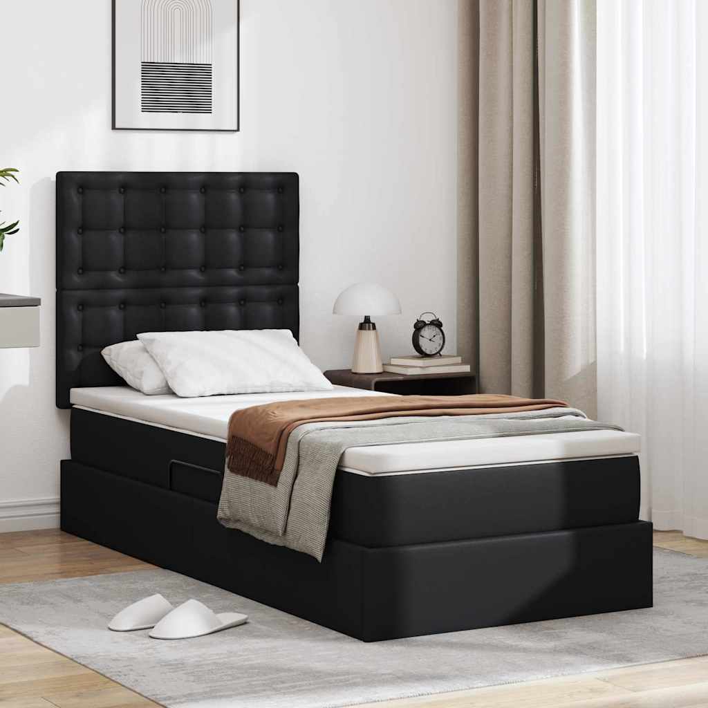 vidaXL Opslag bed met matras met opslag Zwart 120 x 190 cm Nep Leer
