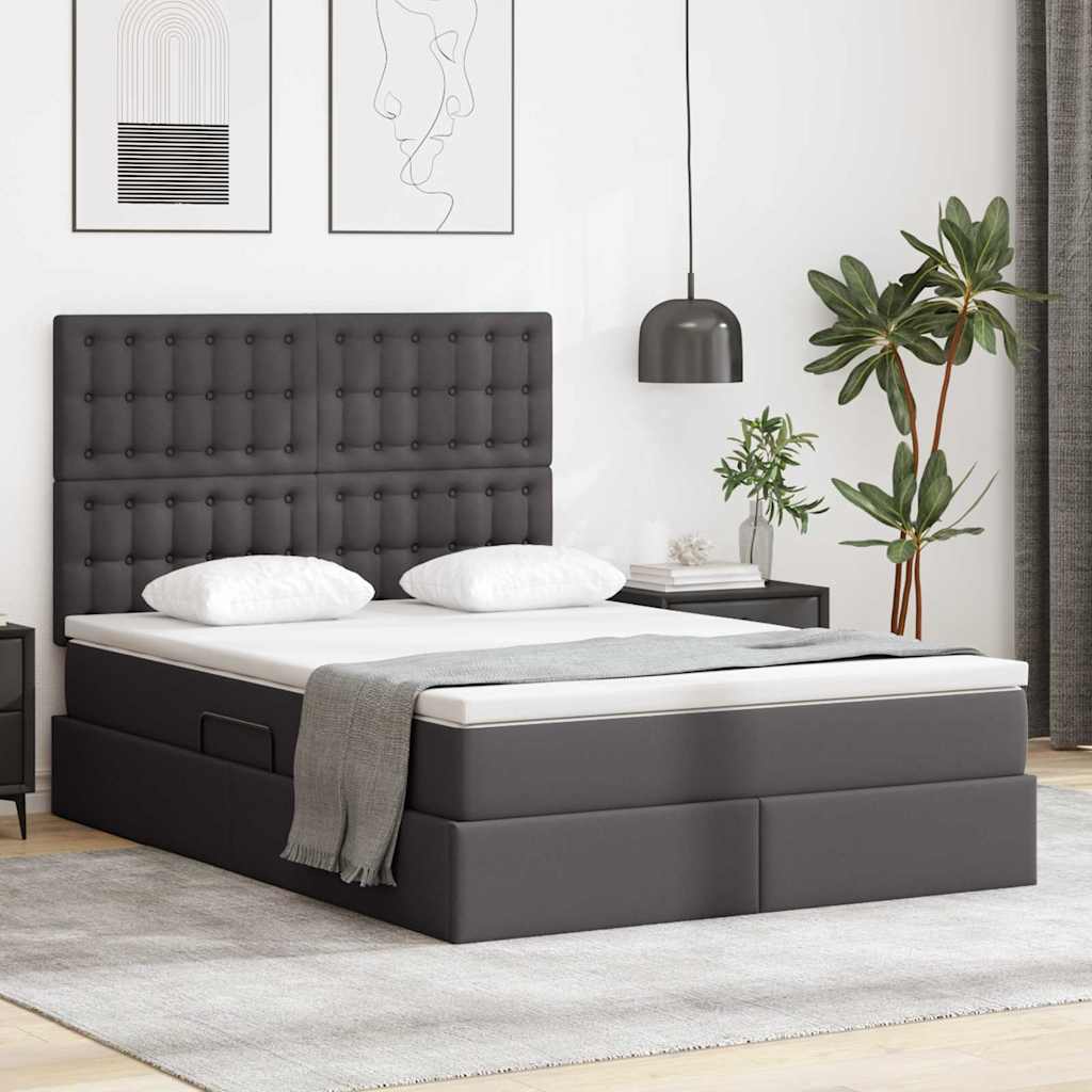 vidaXL Opslag bed met matras met opslag Zwart 120 x 190 cm Nep Leer