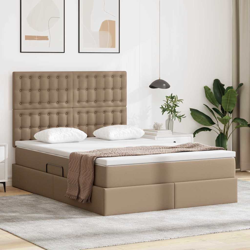 vidaXL Opslag bed met matras met opslag Zwart 120 x 190 cm Nep Leer