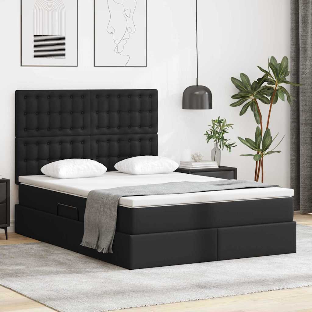 vidaXL Opslag bed met matras met opslag Zwart 120 x 190 cm Nep Leer