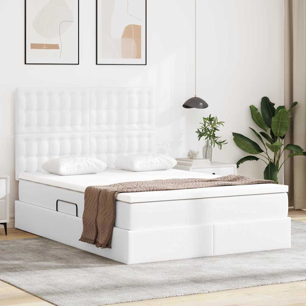 vidaXL Opslag bed met matras met opslag Zwart 120 x 190 cm Nep Leer