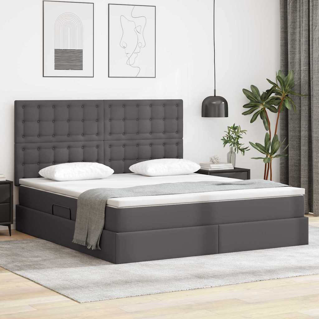 vidaXL Opslag bed met matras met opslag Zwart 120 x 190 cm Nep Leer