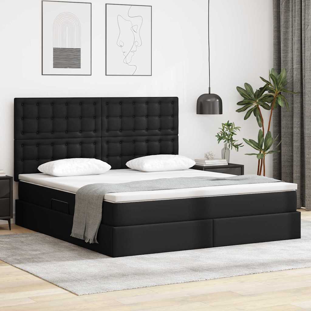 vidaXL Opslag bed met matras met opslag Zwart 120 x 190 cm Nep Leer