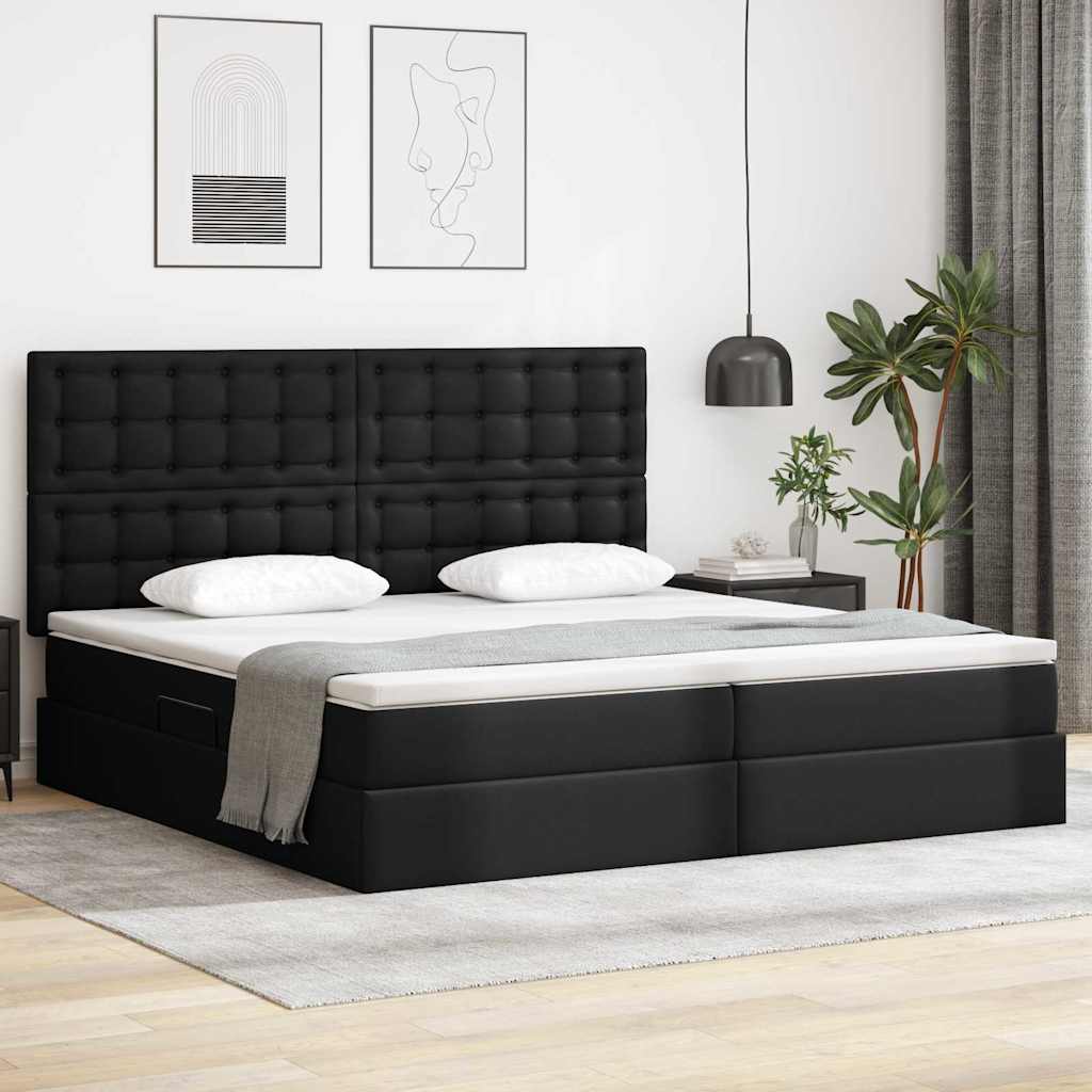 vidaXL Opslag bed met matras met opslag Zwart 120 x 190 cm Nep Leer