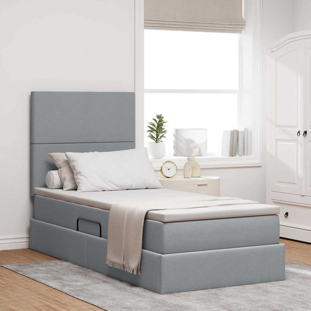 vidaXL Opslag bed met matras Lichtgrijs 120 x 190 cm Nep Leer