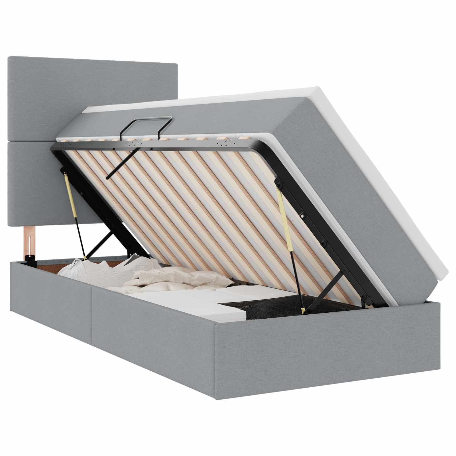 vidaXL Opslag bed met matras Lichtgrijs 120 x 190 cm Nep Leer