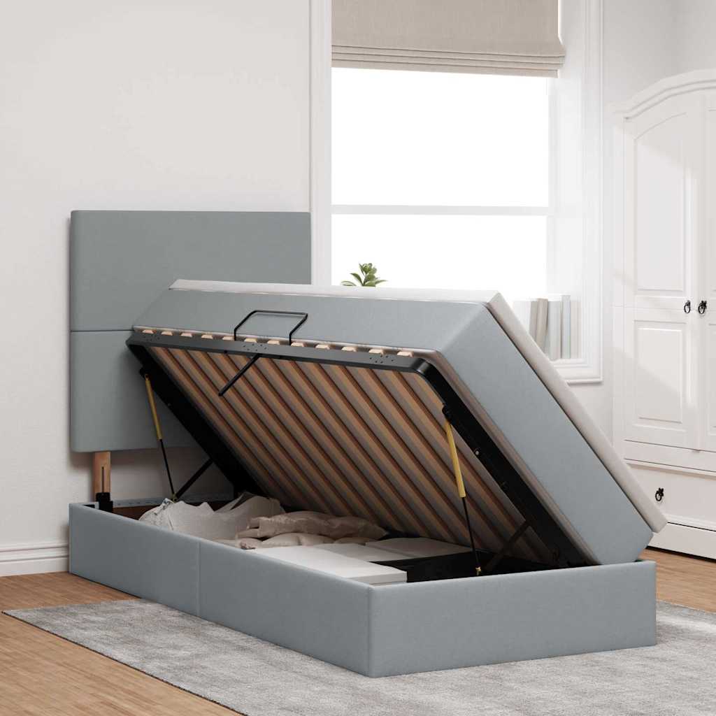 vidaXL Opslag bed met matras Lichtgrijs 120 x 190 cm Nep Leer