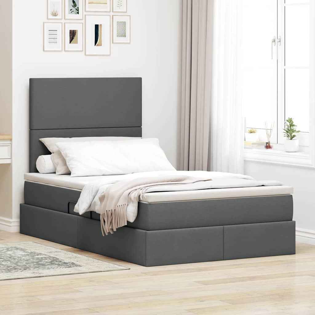 vidaXL Opslag bed met matras Lichtgrijs 120 x 190 cm Nep Leer