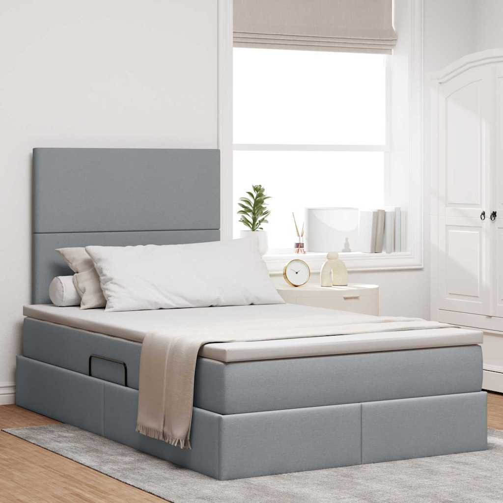 vidaXL Opslag bed met matras Lichtgrijs 120 x 190 cm Nep Leer