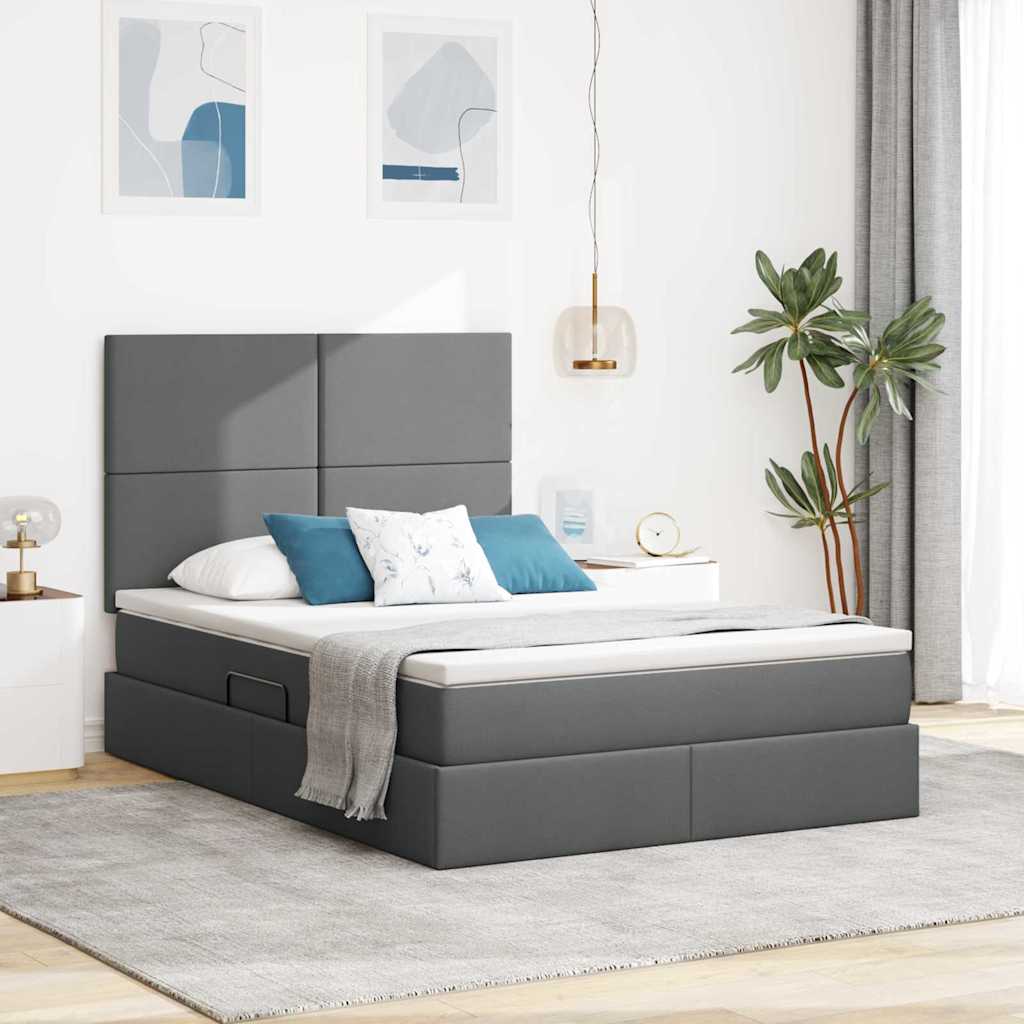 vidaXL Opslag bed met matras Lichtgrijs 120 x 190 cm Nep Leer