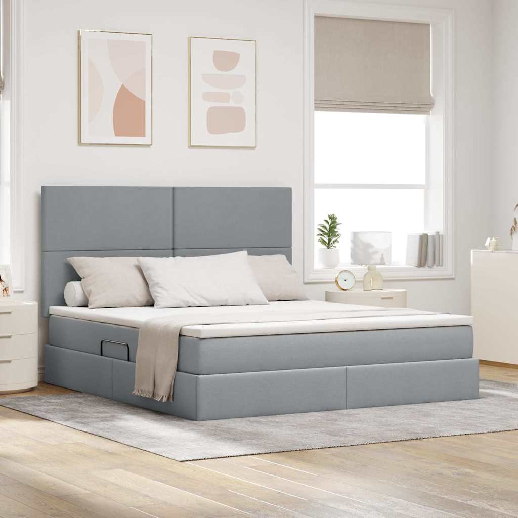vidaXL Opslag bed met matras Lichtgrijs 120 x 190 cm Nep Leer