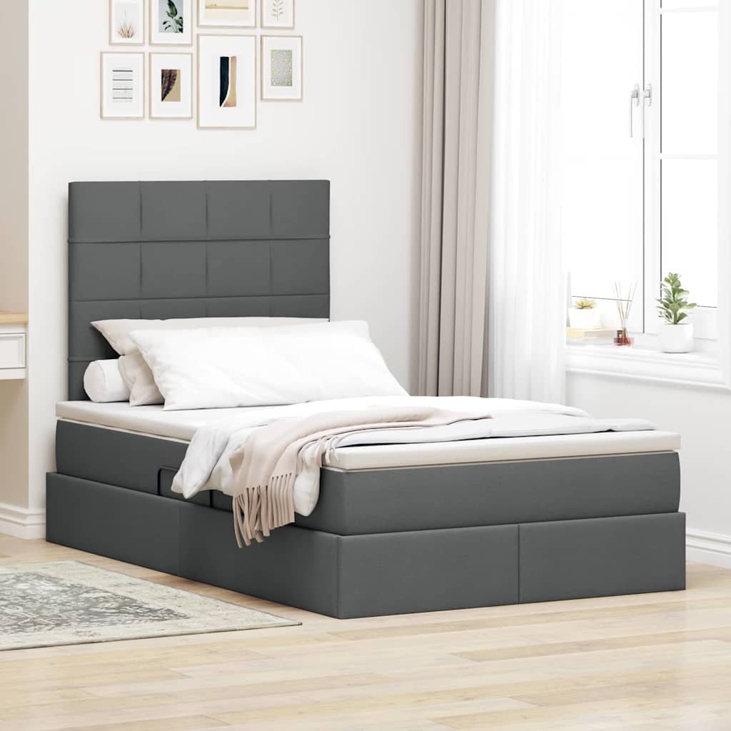 vidaXL Opslag bed met matras Lichtgrijs 120 x 190 cm Nep Leer