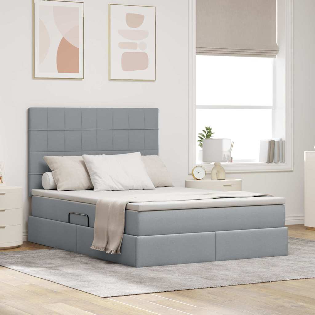 vidaXL Opslag bed met matras Lichtgrijs 120 x 190 cm Nep Leer