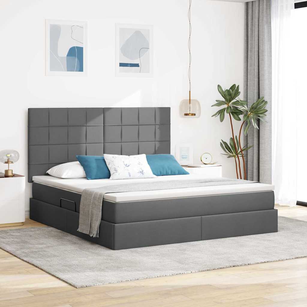vidaXL Opslag bed met matras Lichtgrijs 120 x 190 cm Nep Leer