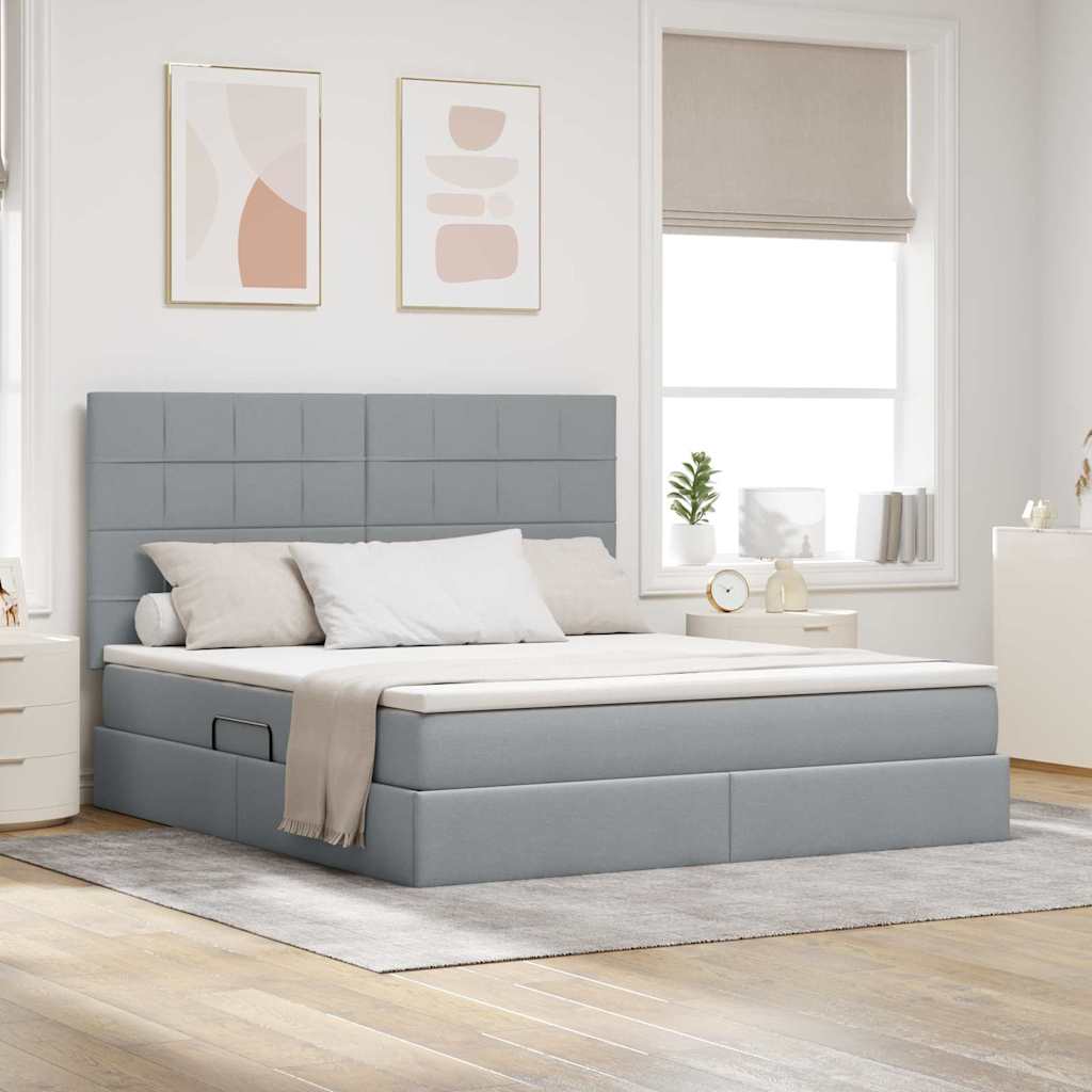 vidaXL Opslag bed met matras Lichtgrijs 120 x 190 cm Nep Leer