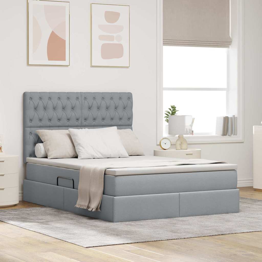 vidaXL Opslag bed met matras Lichtgrijs 120 x 190 cm Nep Leer