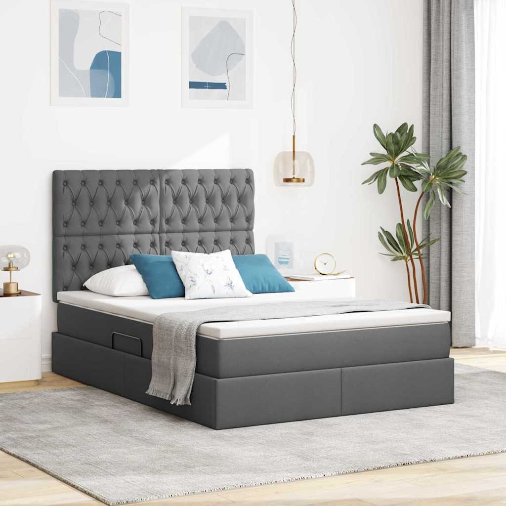 vidaXL Opslag bed met matras Lichtgrijs 120 x 190 cm Nep Leer