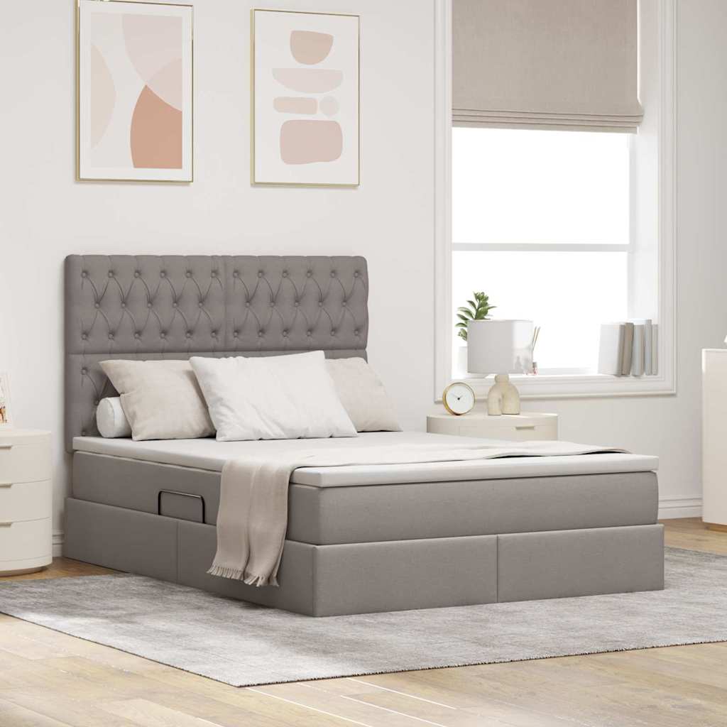 vidaXL Opslag bed met matras Lichtgrijs 120 x 190 cm Nep Leer