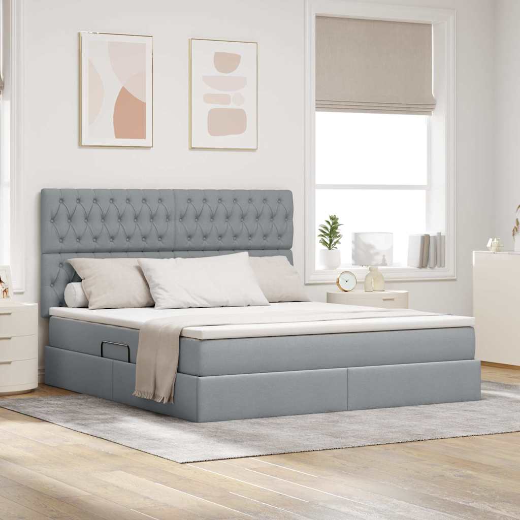 vidaXL Opslag bed met matras Lichtgrijs 120 x 190 cm Nep Leer