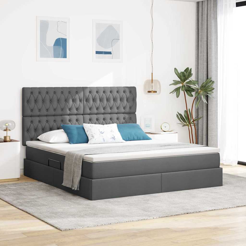 vidaXL Opslag bed met matras Lichtgrijs 120 x 190 cm Nep Leer