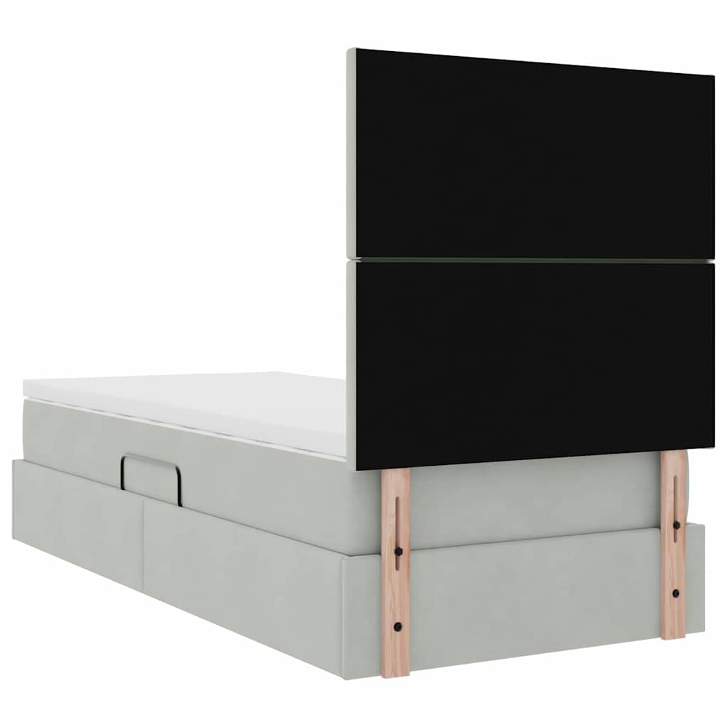 vidaXL Opbergbed met LED met matras Lichtgrijs 120 x 190 cm Fluweel