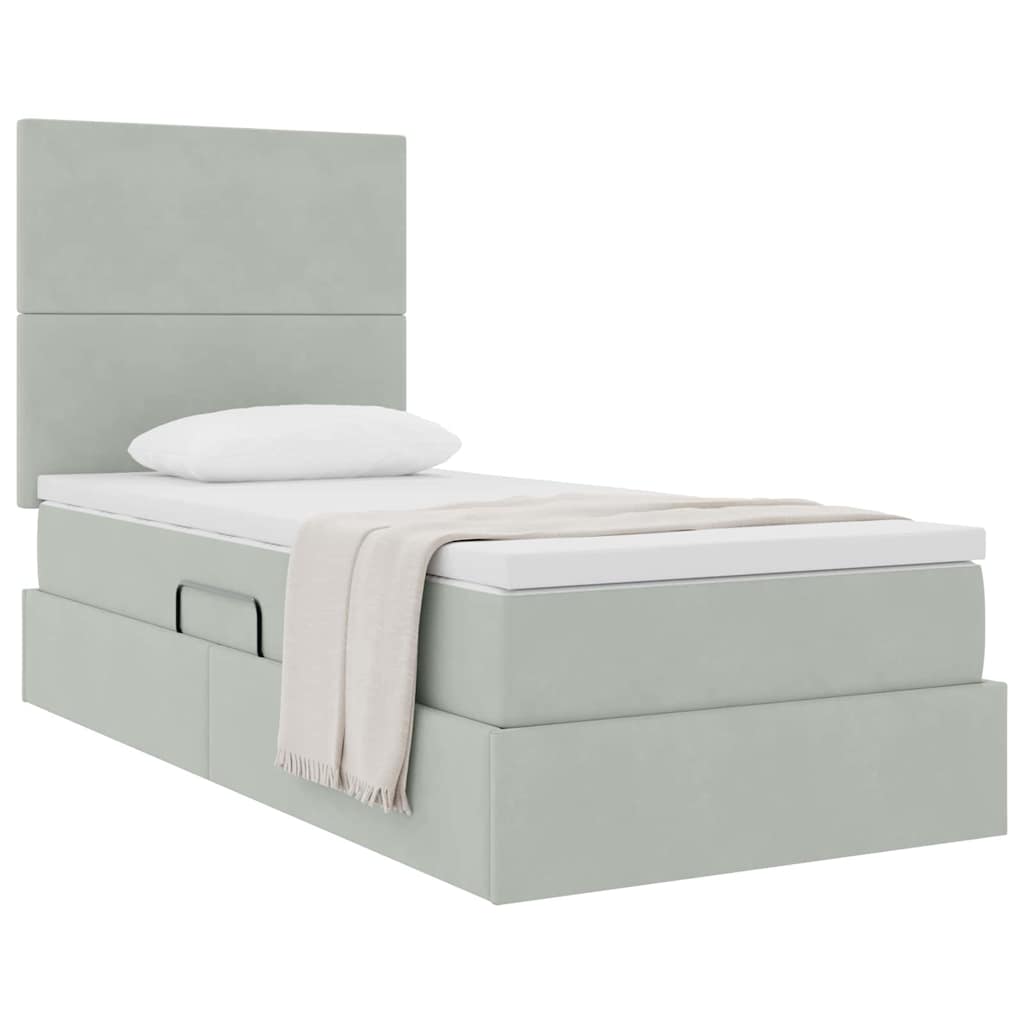 vidaXL Opbergbed met LED met matras Lichtgrijs 120 x 190 cm Fluweel