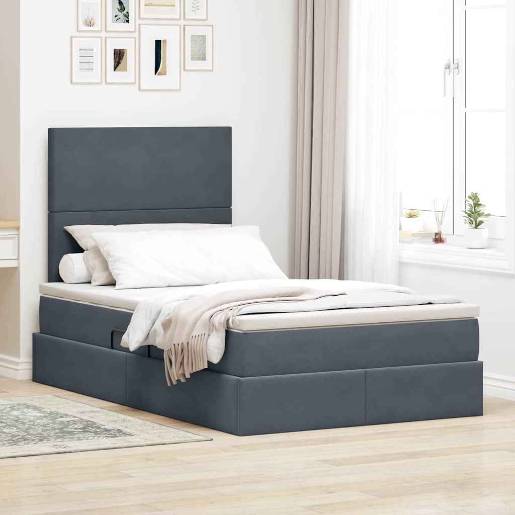 vidaXL Opbergbed met LED met matras Lichtgrijs 120 x 190 cm Fluweel
