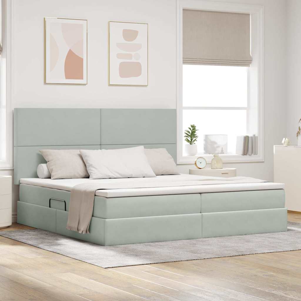 vidaXL Opbergbed met LED met matras Lichtgrijs 120 x 190 cm Fluweel
