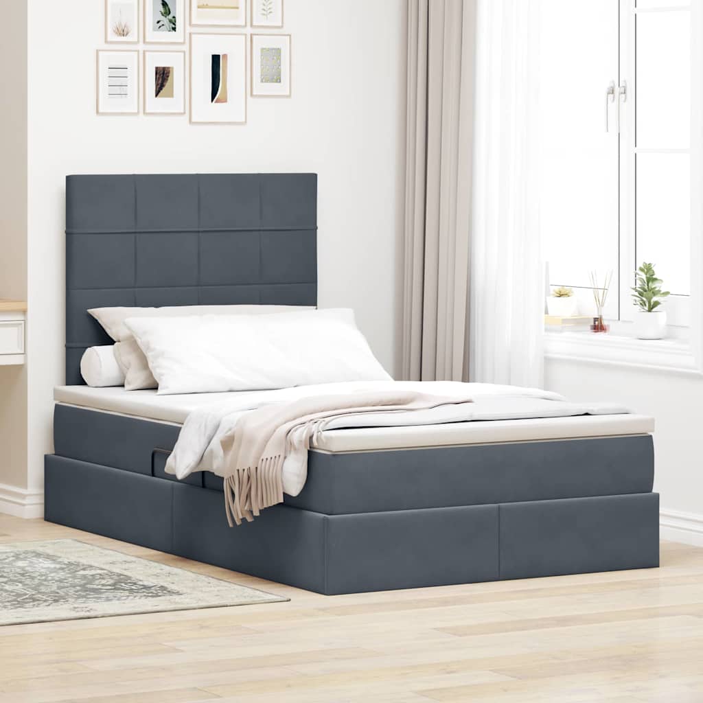 vidaXL Opbergbed met LED met matras Lichtgrijs 120 x 190 cm Fluweel