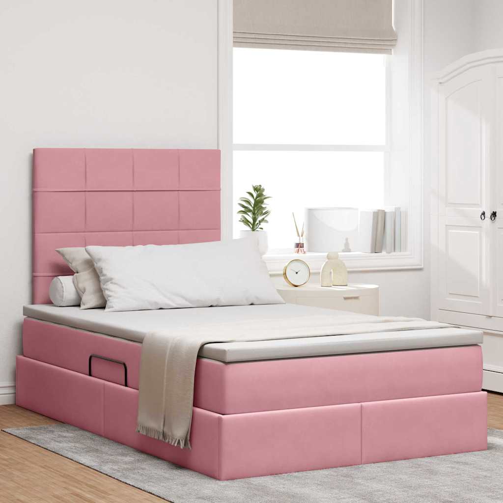 vidaXL Opbergbed met LED met matras Lichtgrijs 120 x 190 cm Fluweel