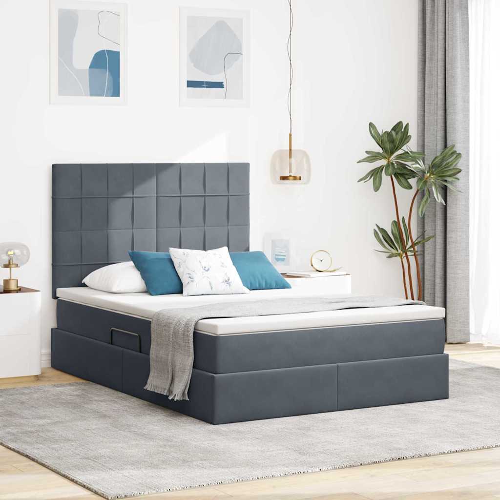 vidaXL Opbergbed met LED met matras Lichtgrijs 120 x 190 cm Fluweel