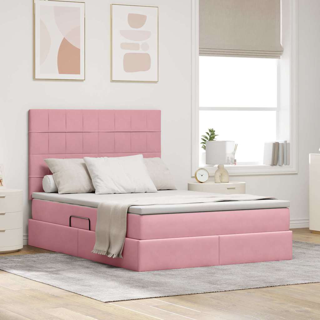 vidaXL Opbergbed met LED met matras Lichtgrijs 120 x 190 cm Fluweel