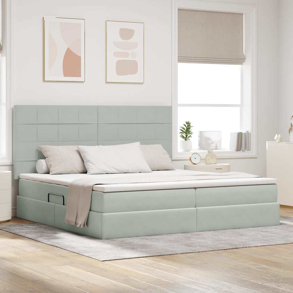 vidaXL Opbergbed met LED met matras Lichtgrijs 120 x 190 cm Fluweel