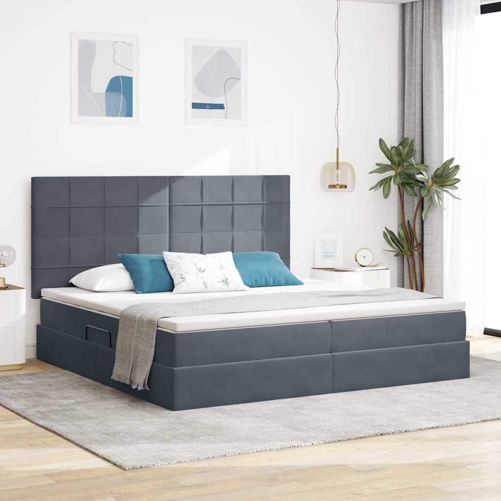 vidaXL Opbergbed met LED met matras Lichtgrijs 120 x 190 cm Fluweel