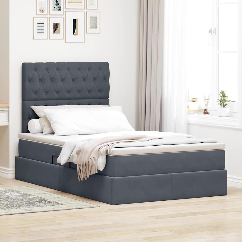 vidaXL Opbergbed met LED met matras Lichtgrijs 120 x 190 cm Fluweel