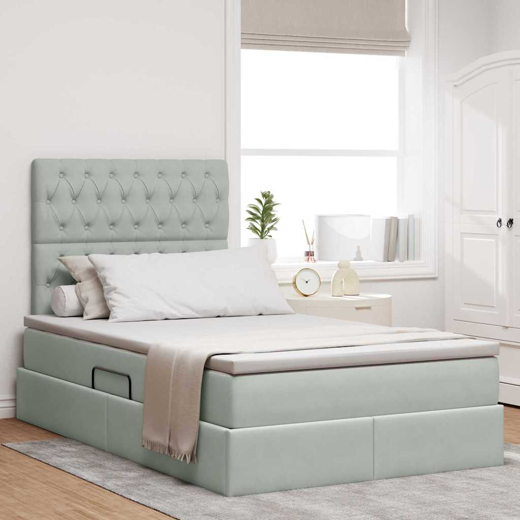 vidaXL Opbergbed met LED met matras Lichtgrijs 120 x 190 cm Fluweel