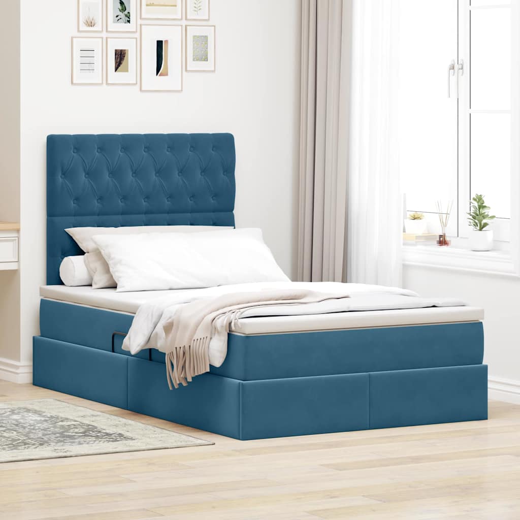 vidaXL Opbergbed met LED met matras Lichtgrijs 120 x 190 cm Fluweel