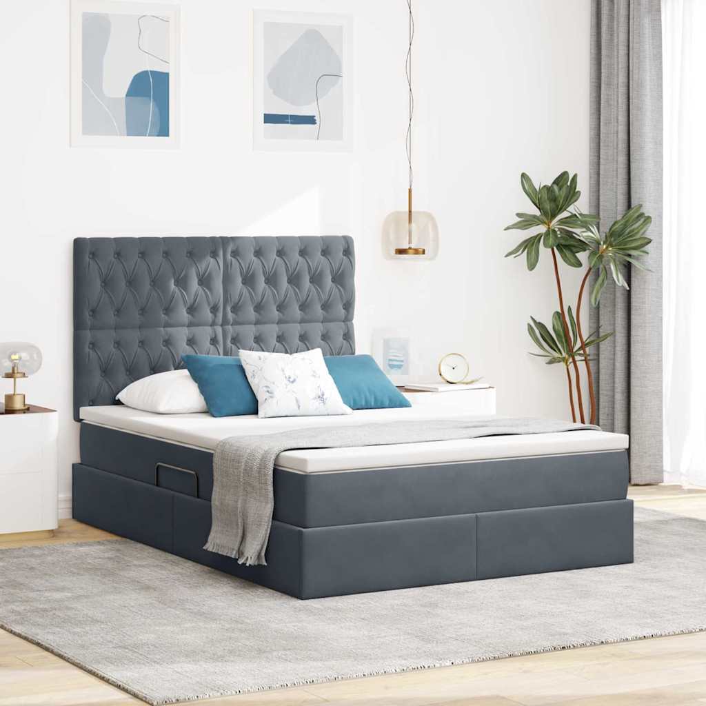 vidaXL Opbergbed met LED met matras Lichtgrijs 120 x 190 cm Fluweel