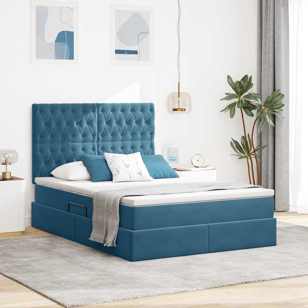 vidaXL Opbergbed met LED met matras Lichtgrijs 120 x 190 cm Fluweel