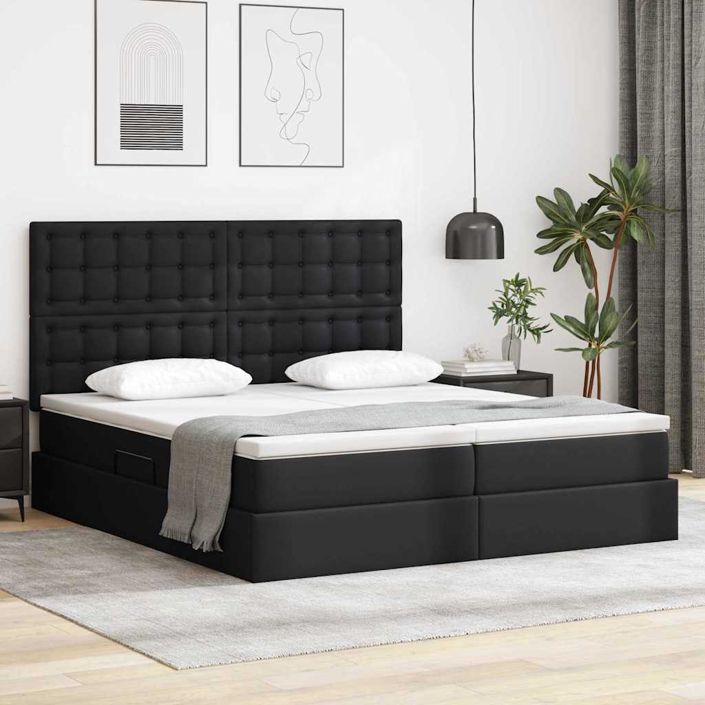 vidaXL Opbergbed met matras met matras Zwart 200 x 200 cm Nep Leer