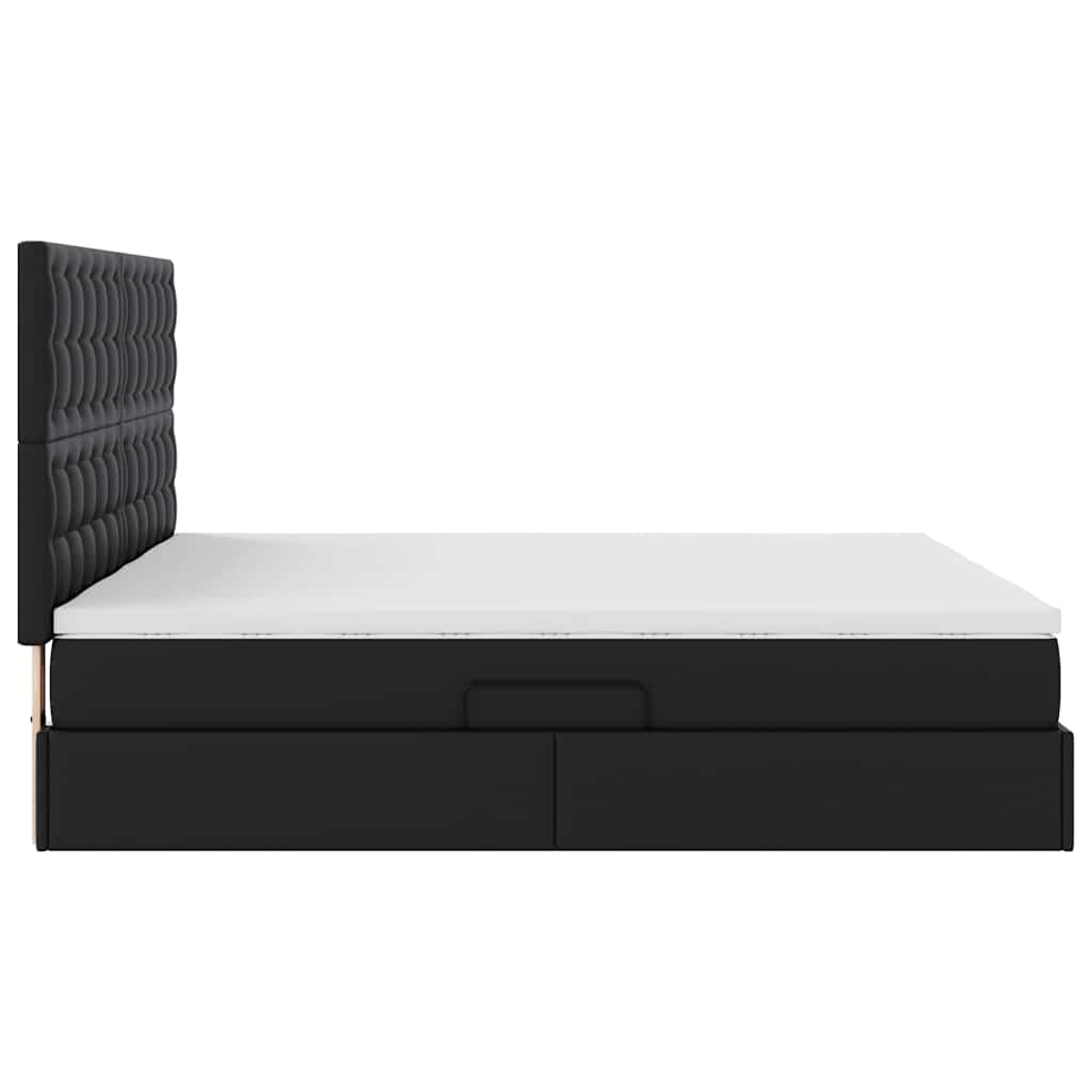 vidaXL Opbergbed met matras met matras Zwart 200 x 200 cm Nep Leer