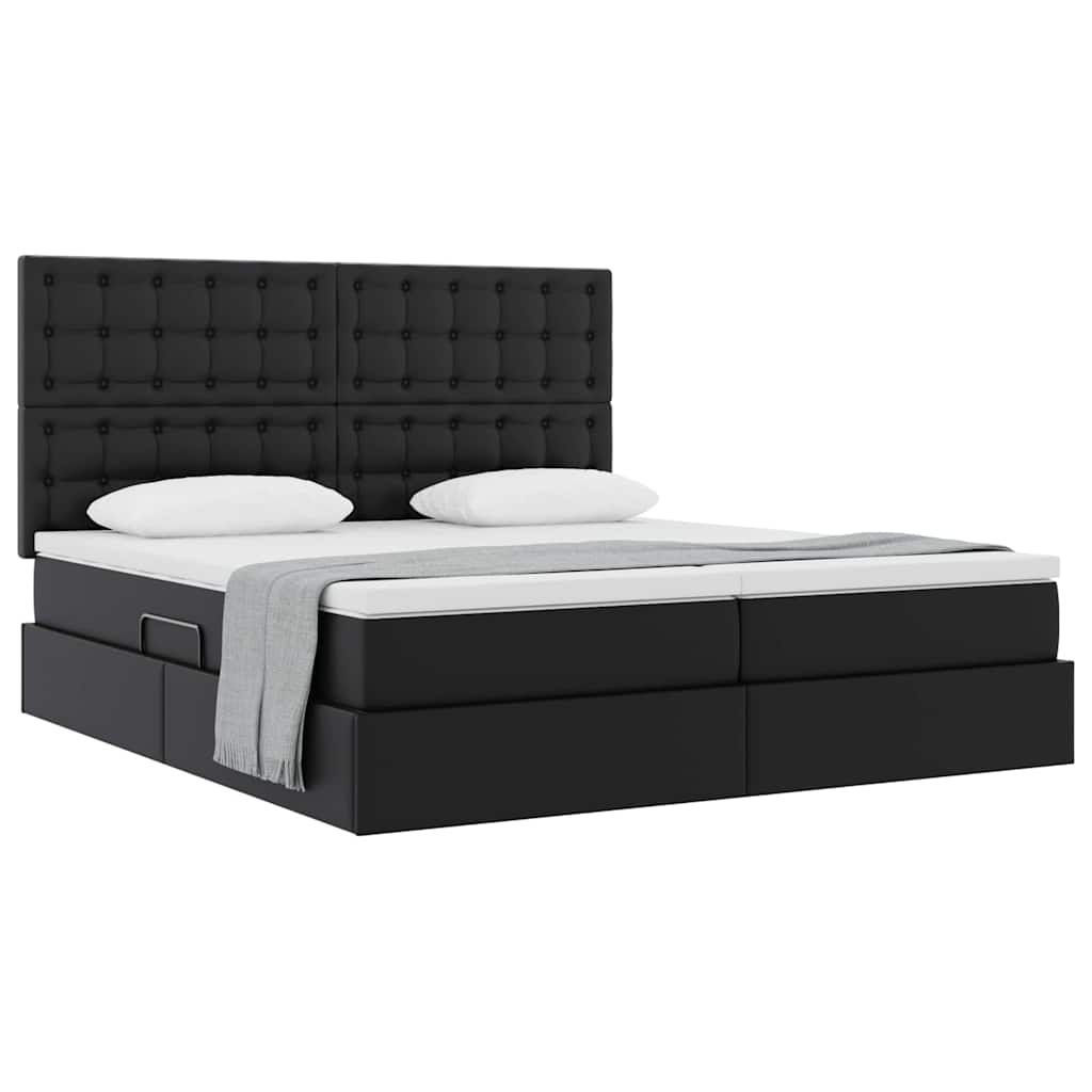 vidaXL Opbergbed met matras met matras Zwart 200 x 200 cm Nep Leer