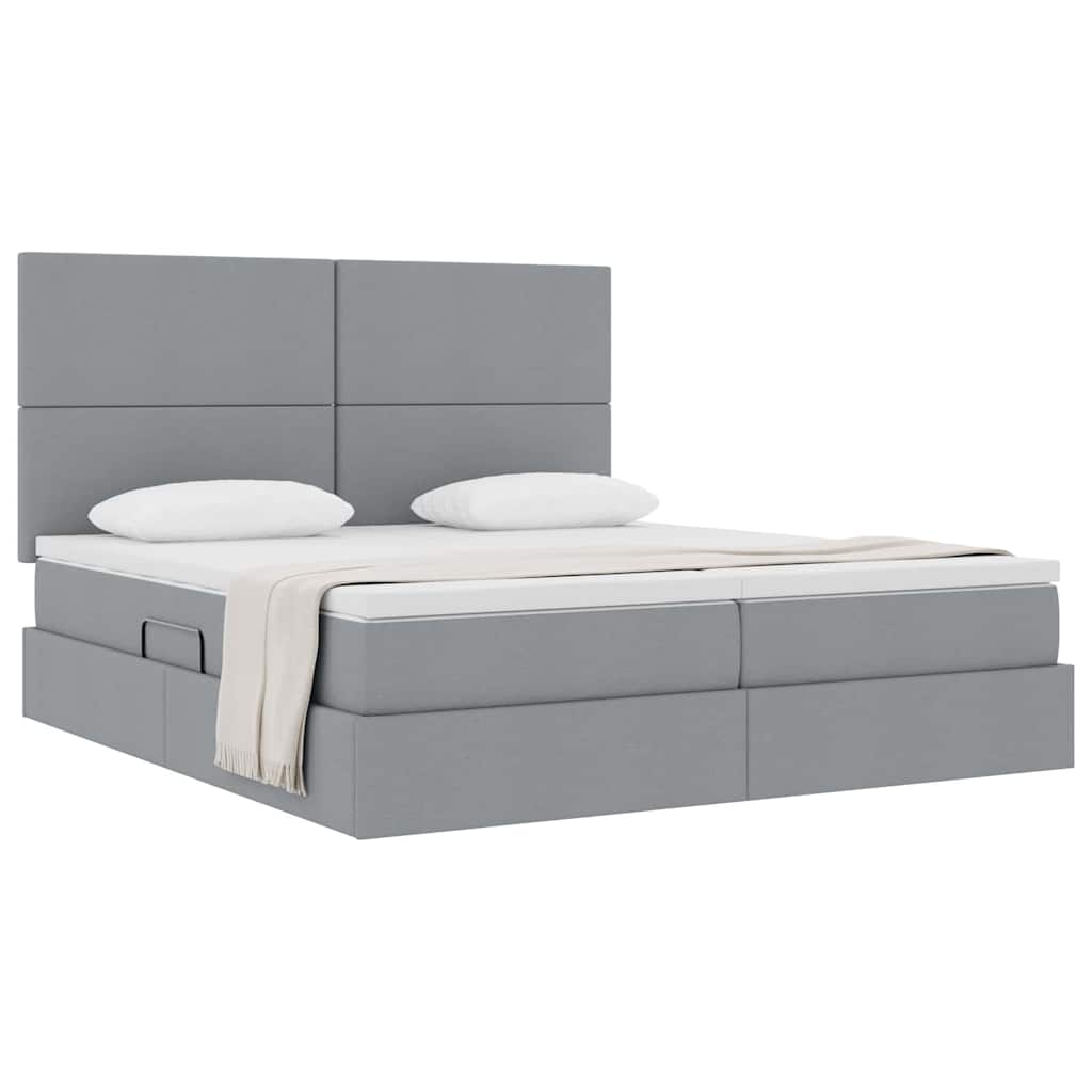 vidaXL Opslag bed met matras Lichtgrijs 200 x 200 cm Nep Leer
