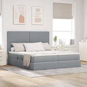 vidaXL Opslag bed met matras Lichtgrijs 200 x 200 cm Nep Leer