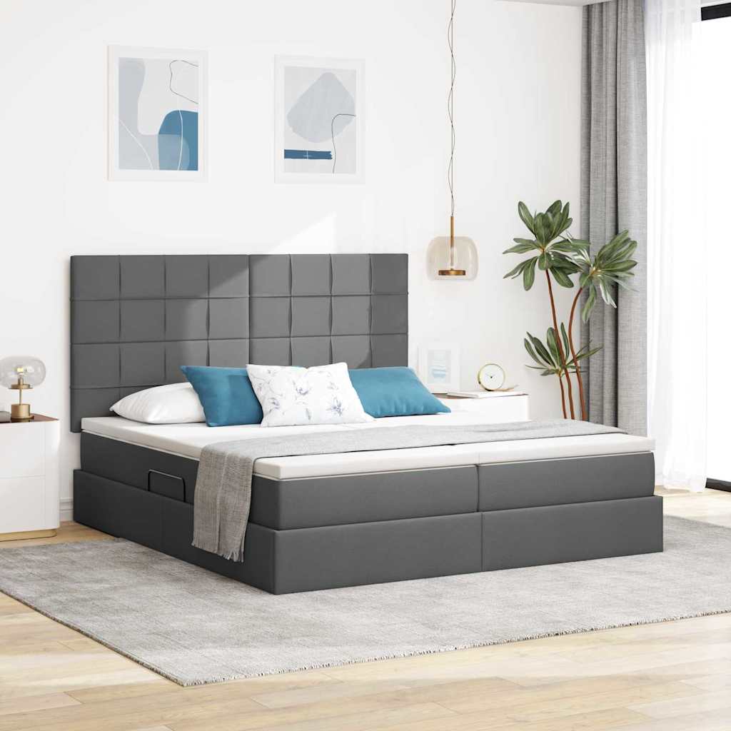 vidaXL Opslag bed met matras Lichtgrijs 200 x 200 cm Nep Leer
