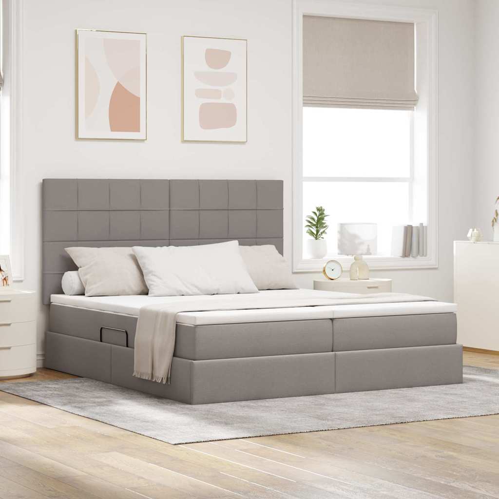 vidaXL Opslag bed met matras Lichtgrijs 200 x 200 cm Nep Leer