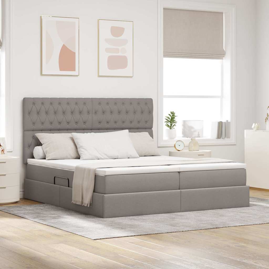 vidaXL Opslag bed met matras Lichtgrijs 200 x 200 cm Nep Leer