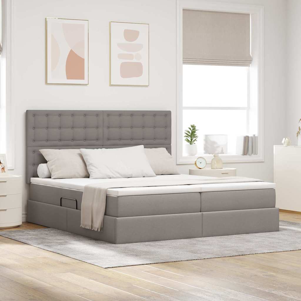 vidaXL Opslag bed met matras Lichtgrijs 200 x 200 cm Nep Leer